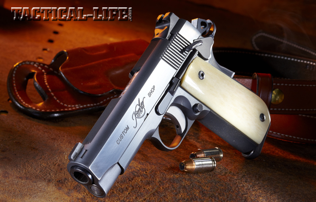 The Kimber Custom Shop stamping says it all. Handcrafted by Kimber’s skilled gunsmiths, the Classic Carry Pro incorporates every major advance in Kimber 1911 designs. The gun’s charcoal blue finish is set off by hand-carved bone grips.