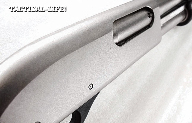 The 870’s pump action allows the shotgun to fire multiple ammunition types, including low-power specialty rounds.