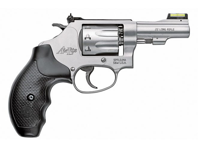 This lightweight, 3-inch-barreled S&W Model 317 is an ideal .22 LR “kit gun” for camping trips. Recoil-sensitive shooters can also use it for home defense.