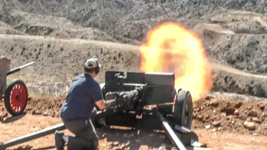 One of the many cannons at the shoot