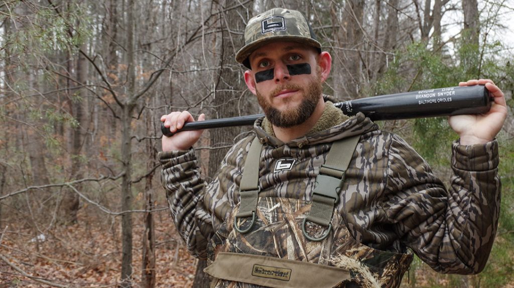 Brandon Snyder with his Louisville Slugger.