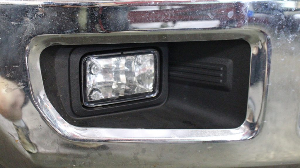 The flaccid stock fog lamps were removed to make way for two Squadron Pro’s.