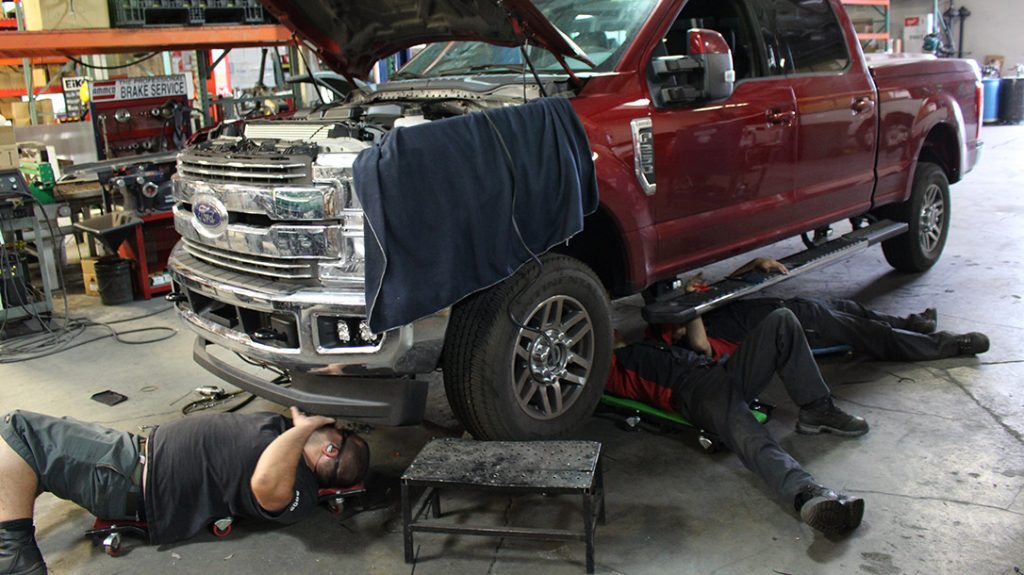 The team at Profab Offroad worked quickly to get the lights installed.