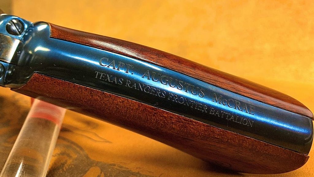 Engravings give the Cimarron Lonesome Dove Walker pistols great appeal.