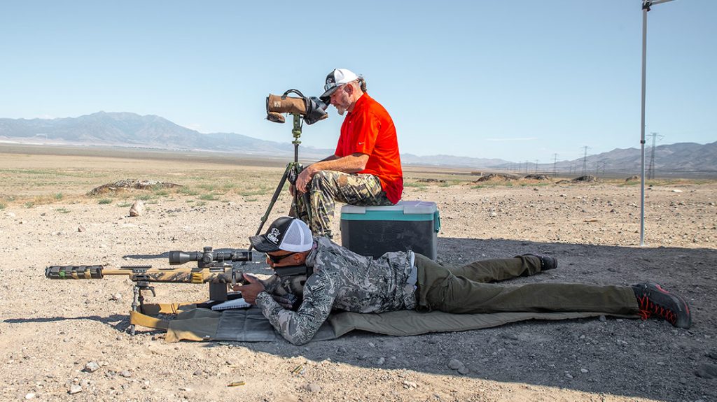 Charlie Melton spots for the author during a distance shoot.