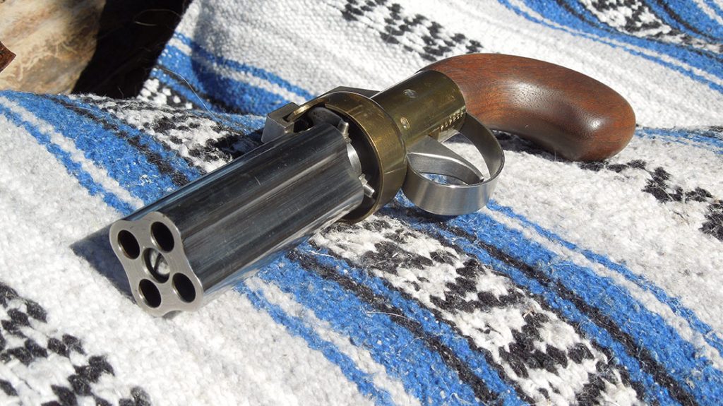 The business end of a pepperbox pistol.