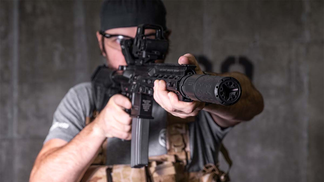 The SilencerCo Velos LBP Suppressor.