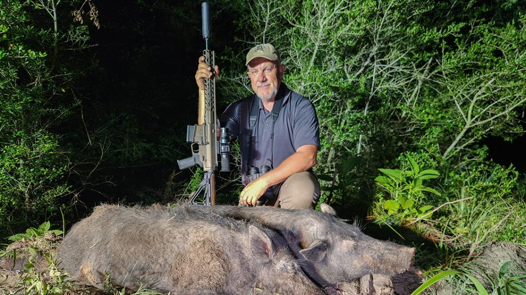 The author scored big on Texas hogs with the Stag Arms Pursuit topped with a Sightmark Wraith Mini thermal.
