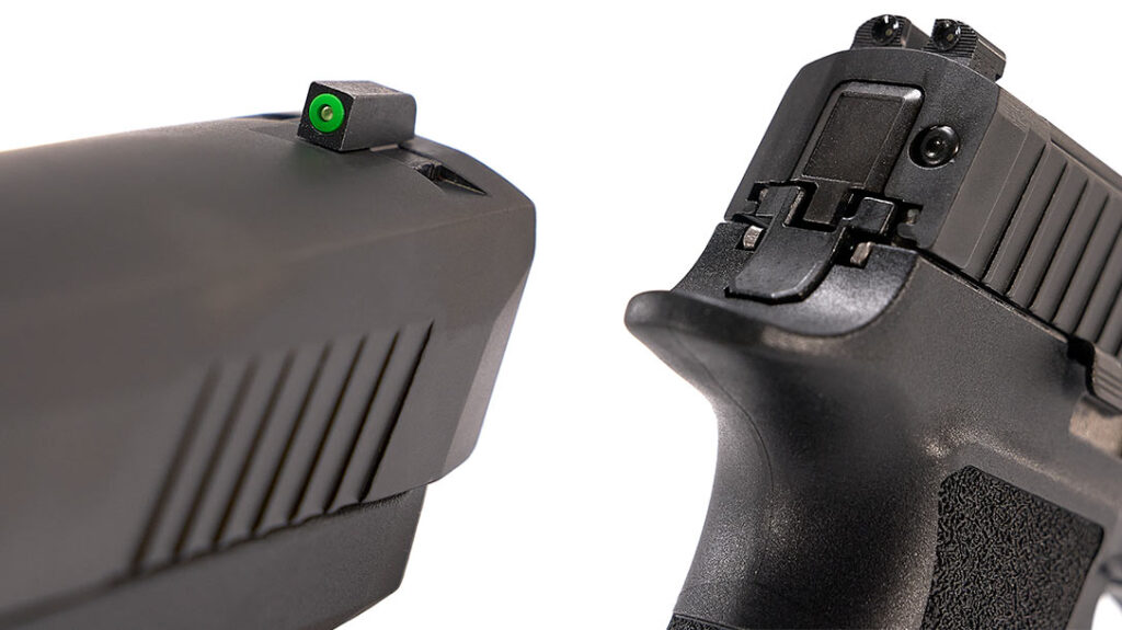 While the pistol is optics ready, it still includes their very nice XRAY sights for those preferring to shoot with irons.