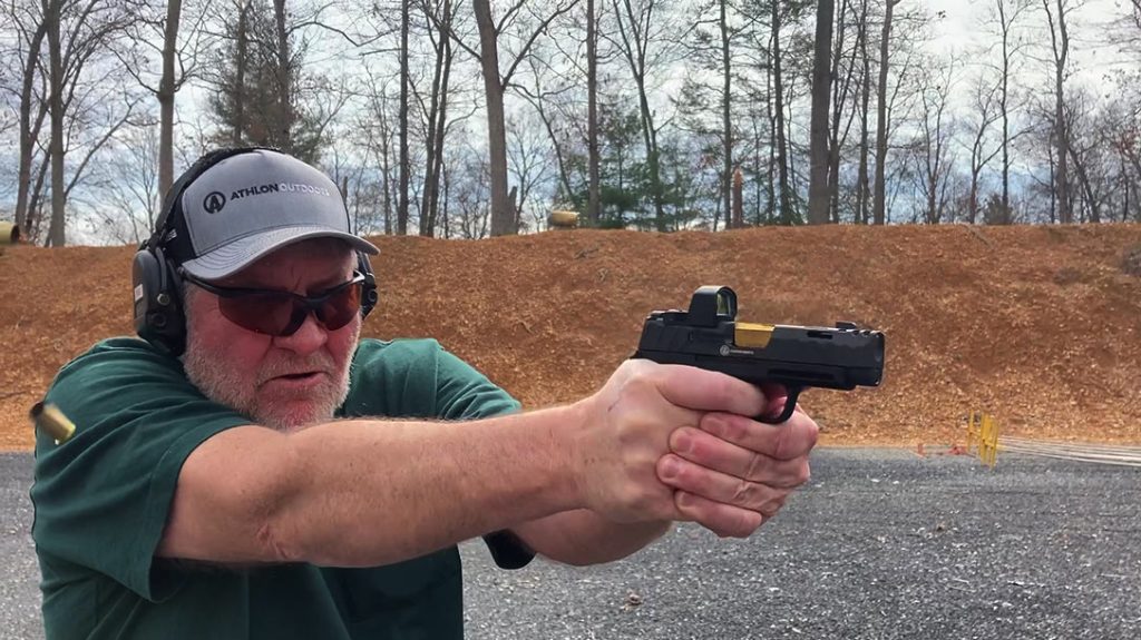 The author shooting the Sig Sauer P365XL Spectre Comp.