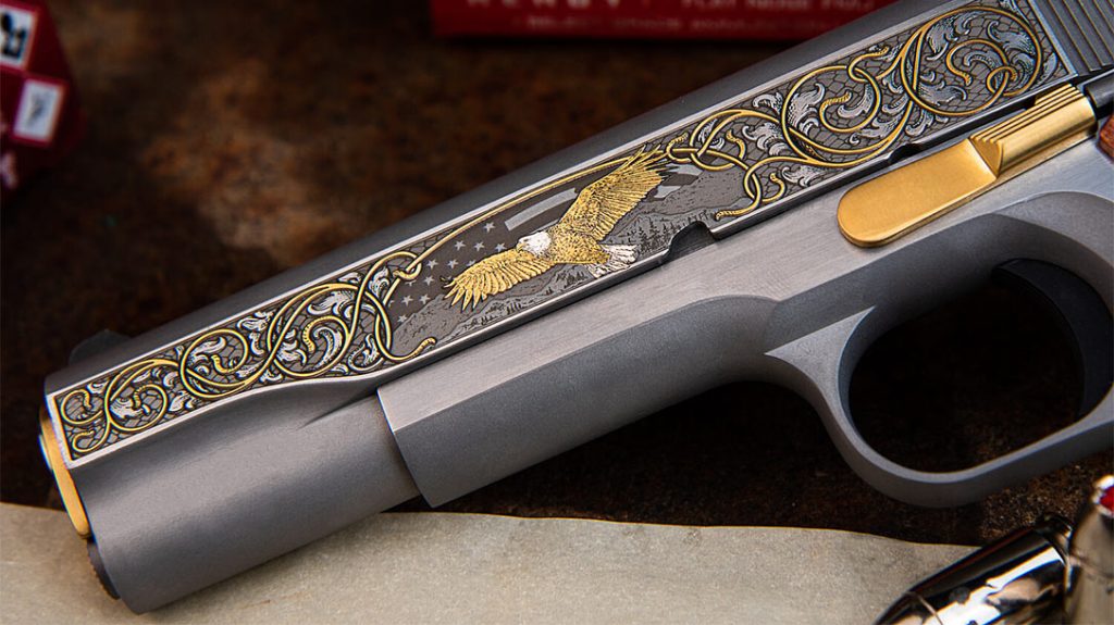 An American bald eagle adorns the left side of the TALO Spirit of America slide.