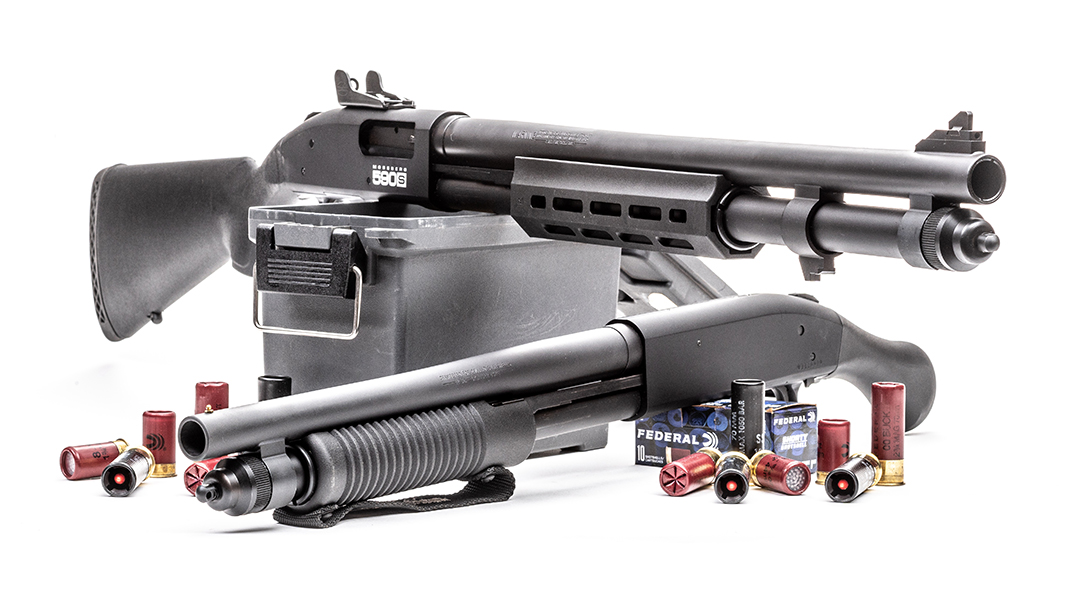 Testing the Mossberg 590S Shockwave and 590S full-size.