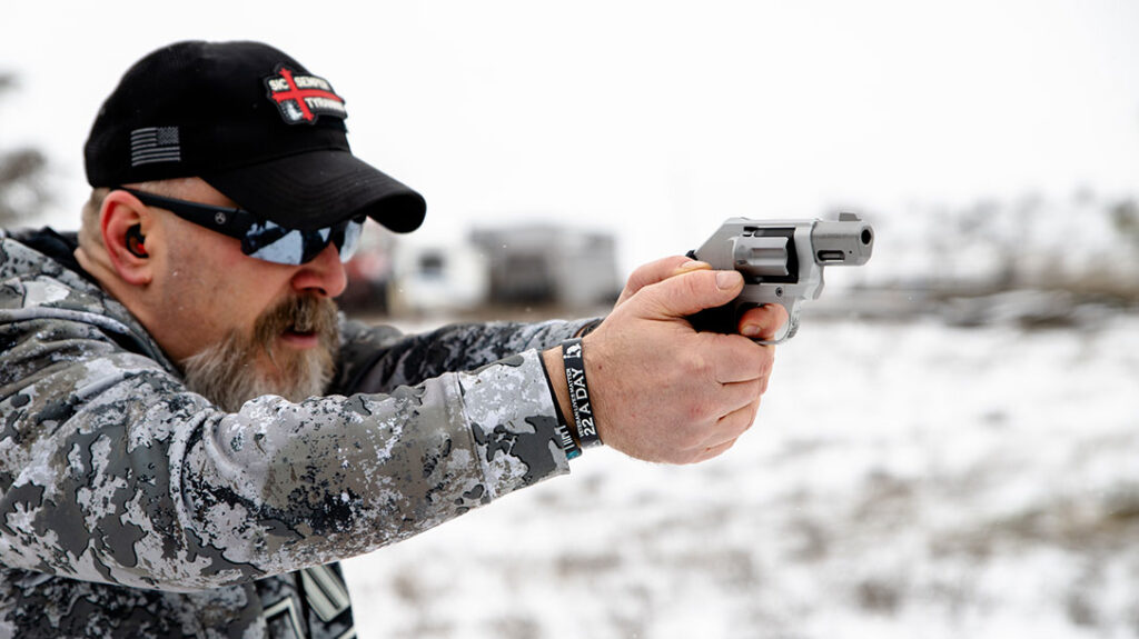 The author shooting the Kimber K6sx.