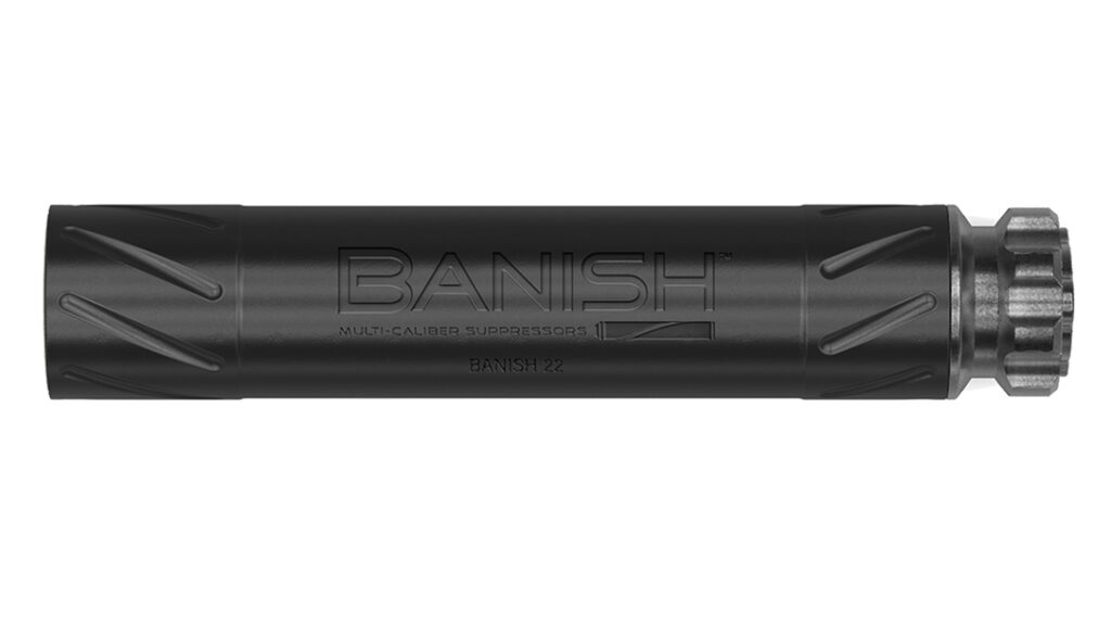 The Silencer Central Banish 22 is a lightweight titanium design that incorporates keyed baffles for foolproof reassembly.