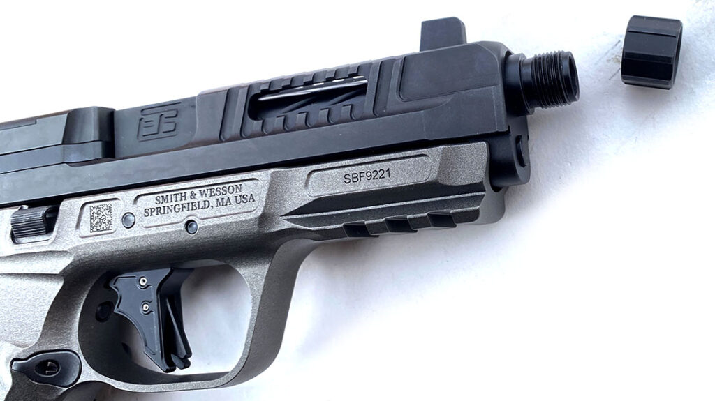 The barrel is threaded for use with a suppressor.