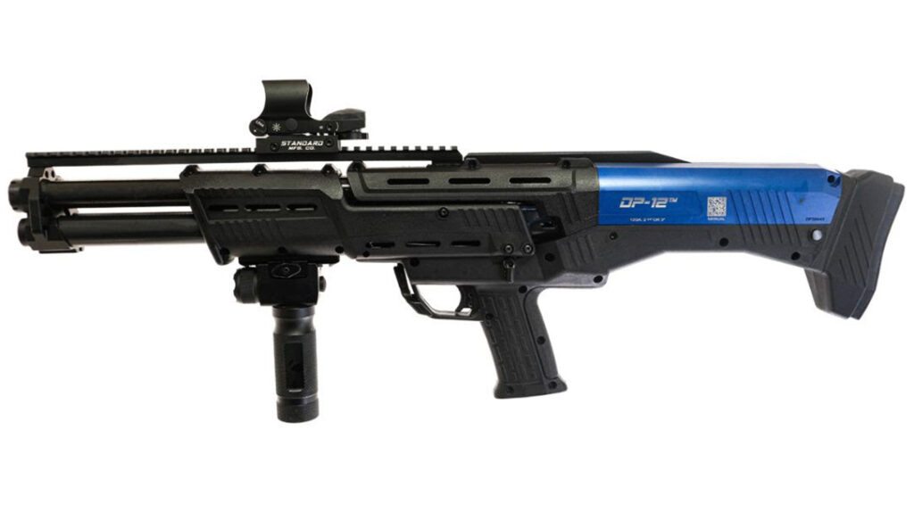 Standard Manufacturing double-barreled DP-12 Professional for duty. 