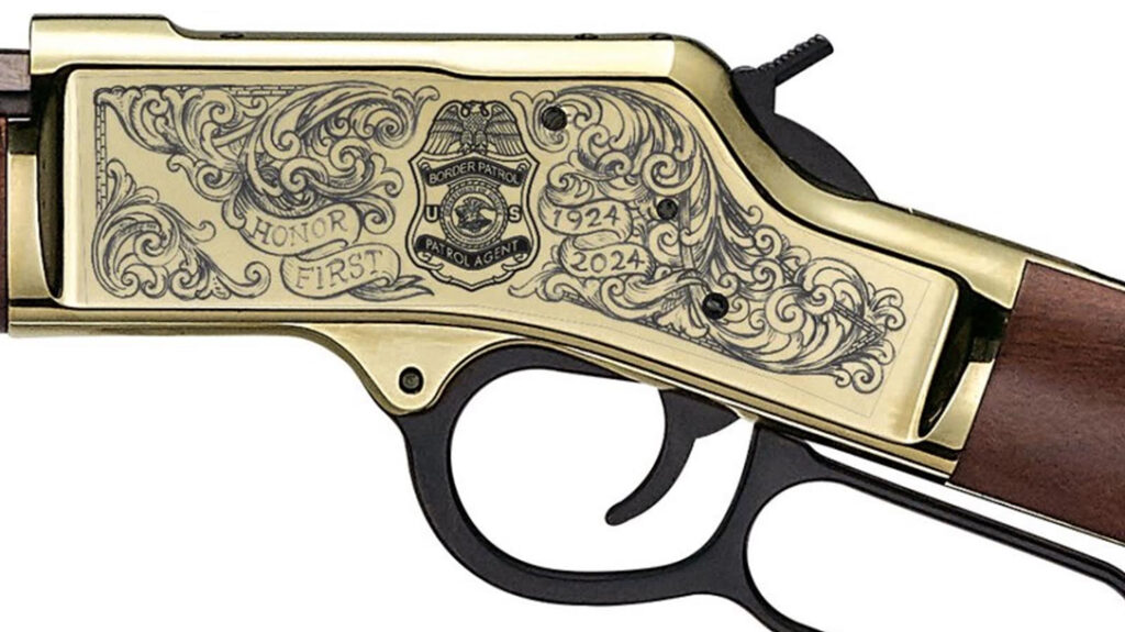 Left-side view of the Henry USBP Golden Boy Silver rifle.
