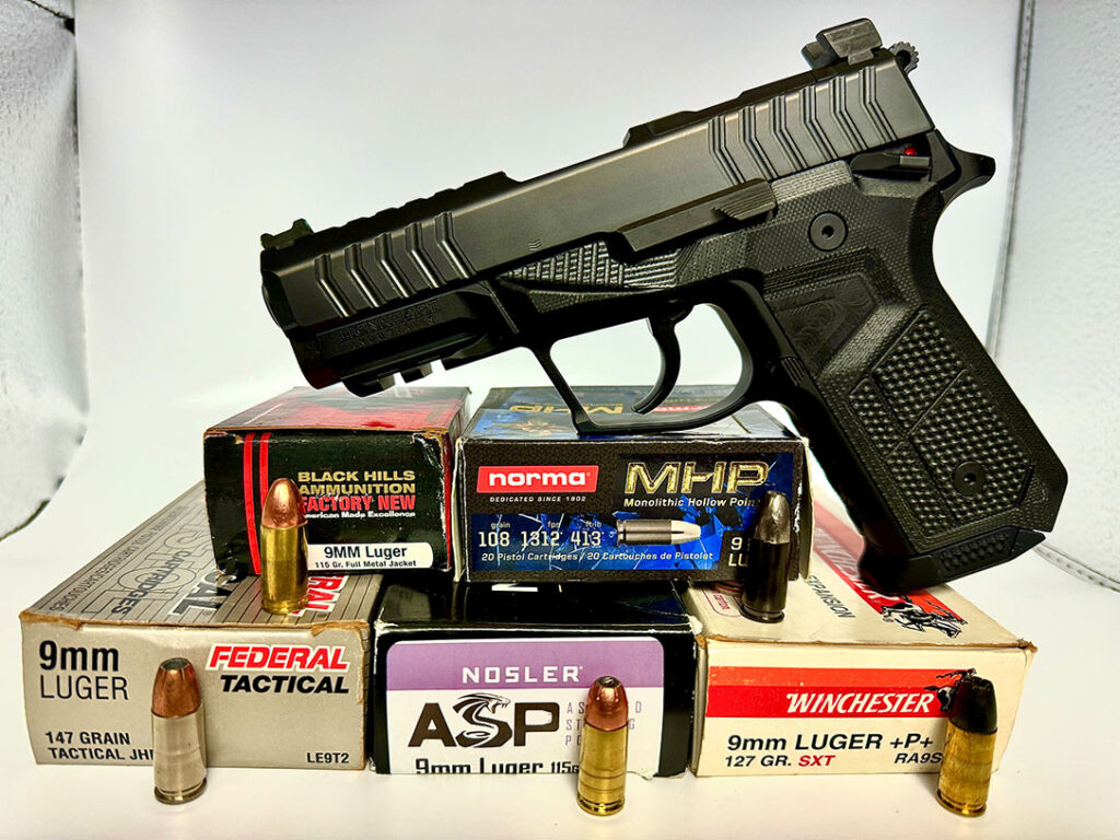 The author’s sample Lionheart Industries Vulcan 9 Anode was tested using five different 9mm Luger cartridges, with bullet weights from 108-147 gr. in FMJ and JHP configurations.