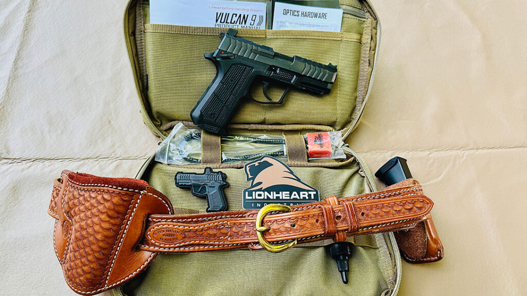 Each Lionheart Industries Vulcan 9 comes in a ballistic nylon carrying case that comes with a number of accessories; a leather rig from El Paso Saddlery was used during the T&E.