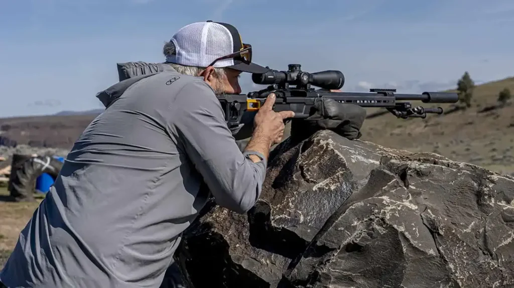 Shooting long-range targets during a training session.