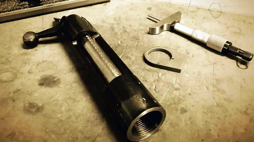 Pre-assembly of a bolt-action hunting rifle.