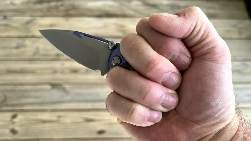 The knife in the push dagger configuration fits the hand nicely.