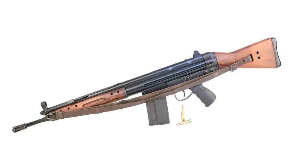 The CETME with leather sling, as issued.