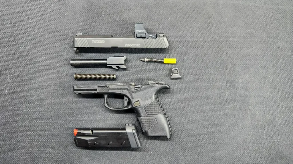 Disassembly of the pistol is quick and easy.