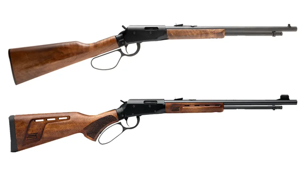 Savage Revel lever-action rimfire takedown rifles.
