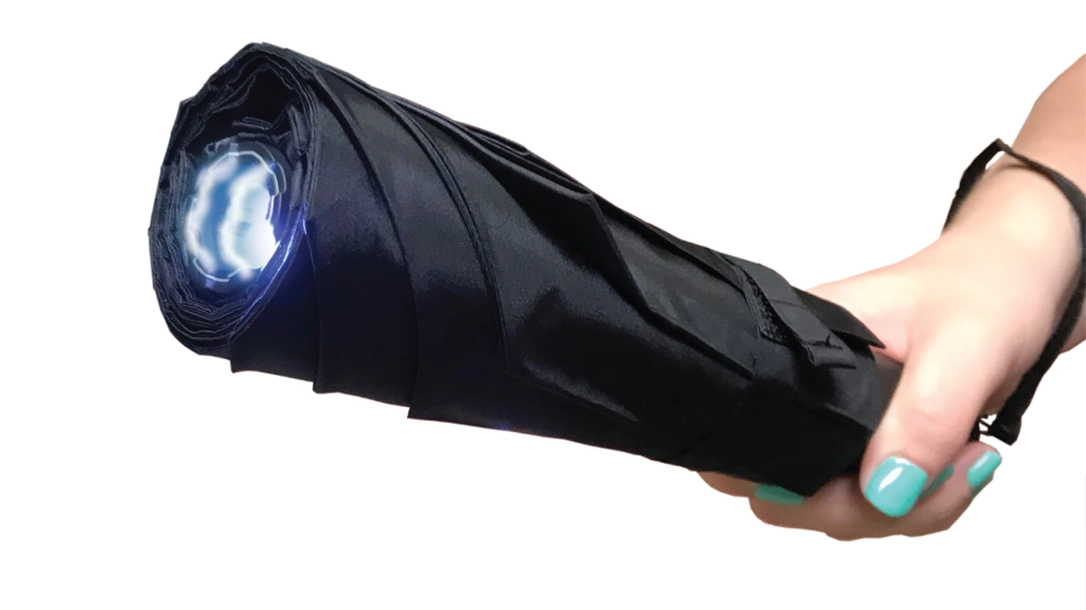 A stun gun that looks like an umbrella.