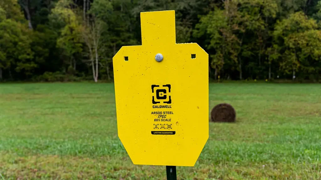 Steel targets used in testing.