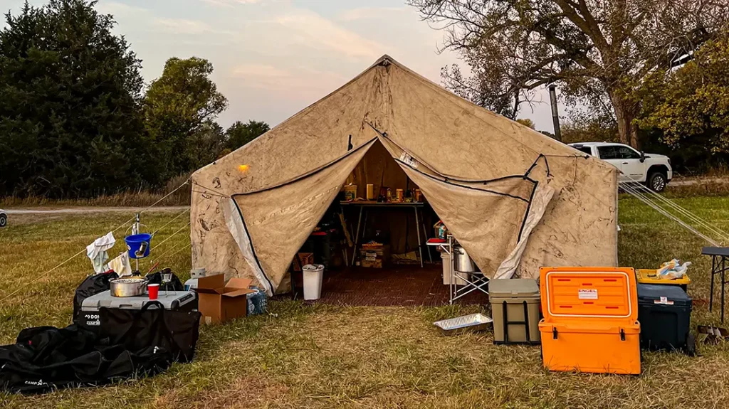 Wall tents make for a comfortable hunting camp stay.
