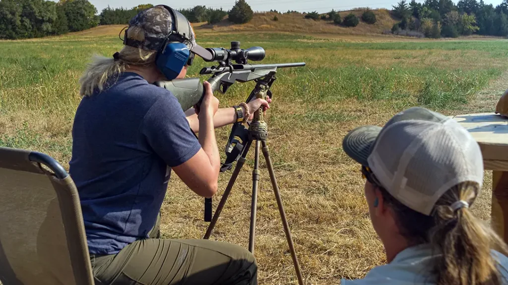 Sighting in rifles prio to a Nebraska whitetail hunt.