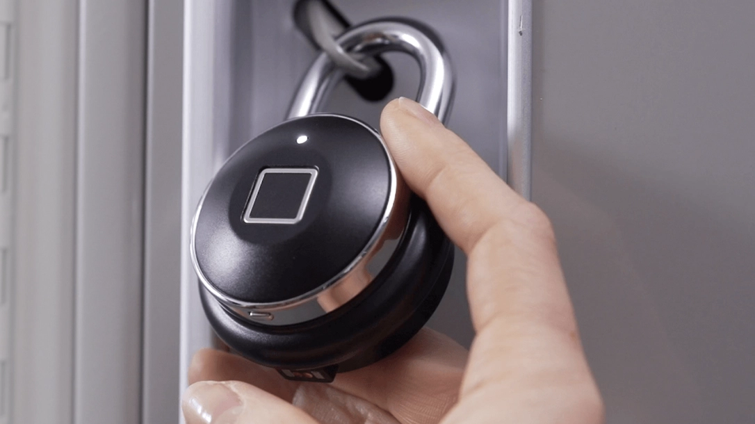 A smart lock that uses fingerprint ID.