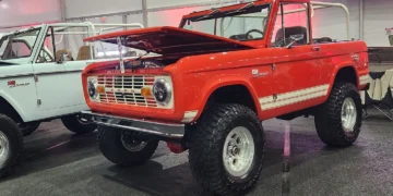 The classic Ford Bronco under the lights at Barrett-Jackson auto auction Scottsdale.