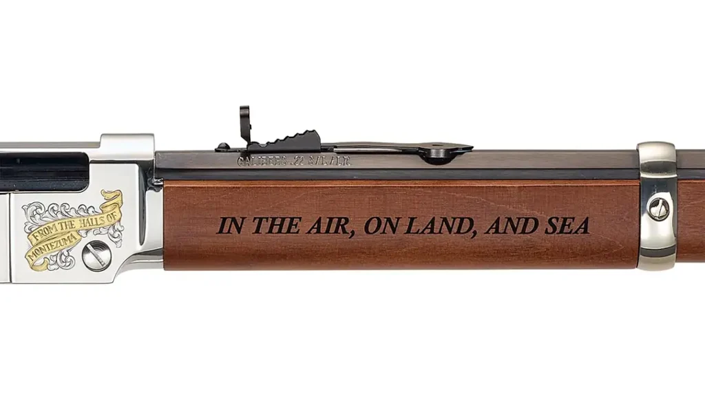 Lyrics from Marines' Hymn on forend