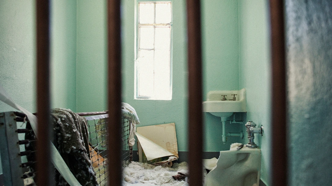 A jail cell after a prison riot breaks out.