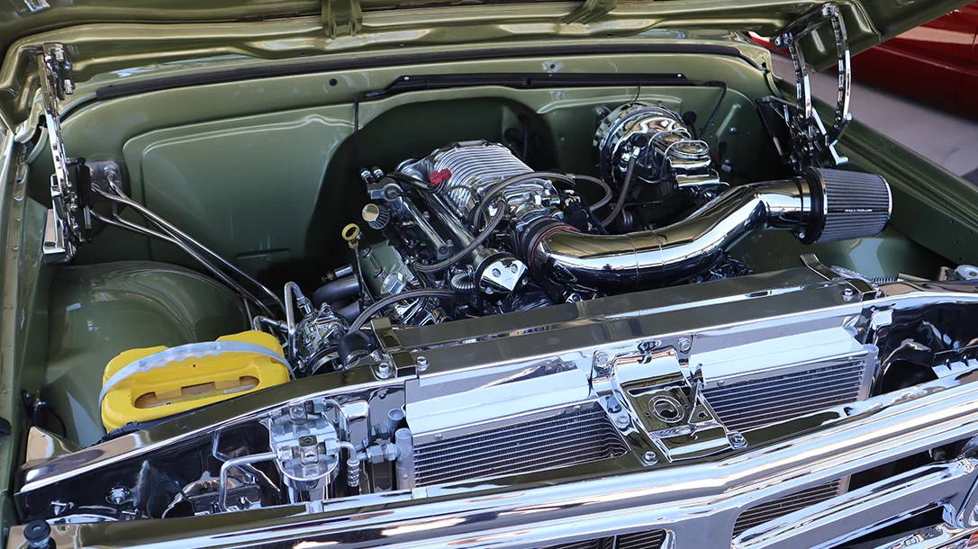 Nice engine bays are typical of every custom truck.