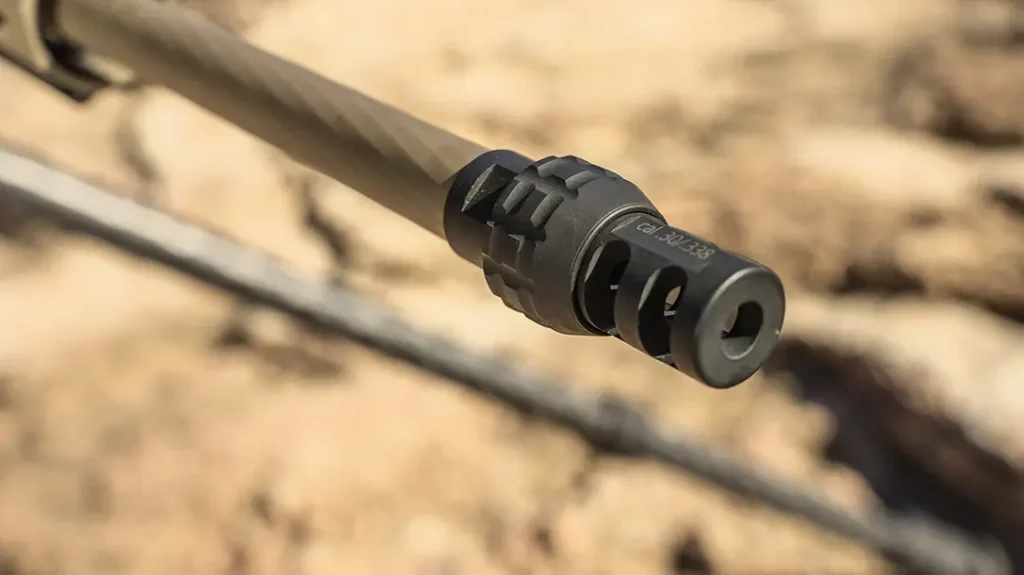 The Steyr SSG M1 incorporates a capable muzzle brake.
