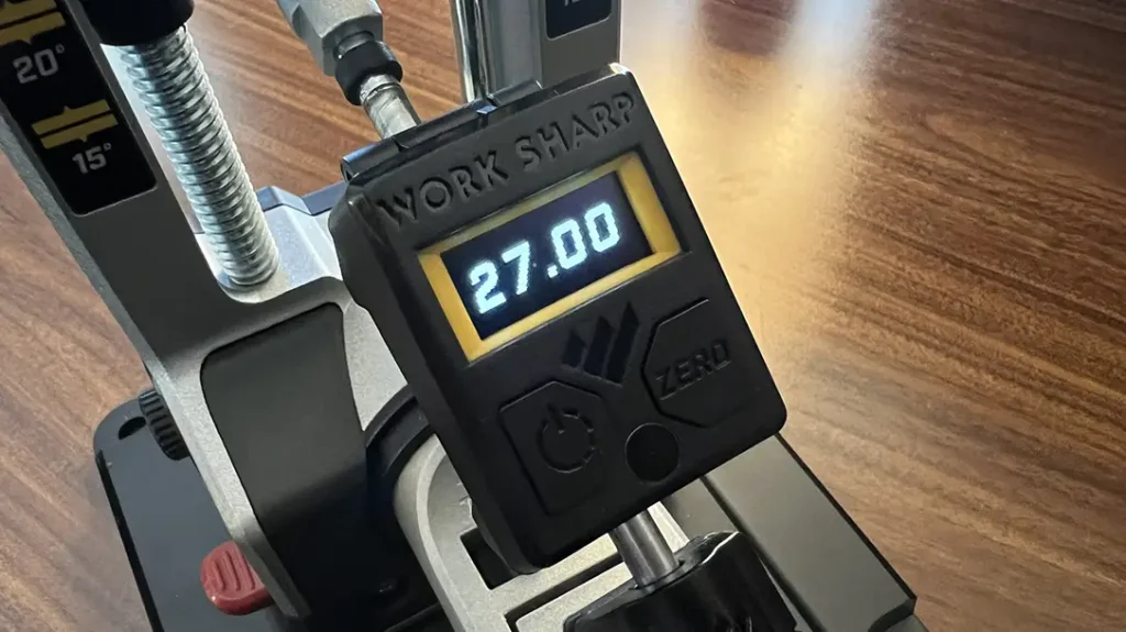 The Work Sharp Professional Precision Adjust Elite Knife Sharpener includes a digital angle indicator to ensure you get the exact angle.