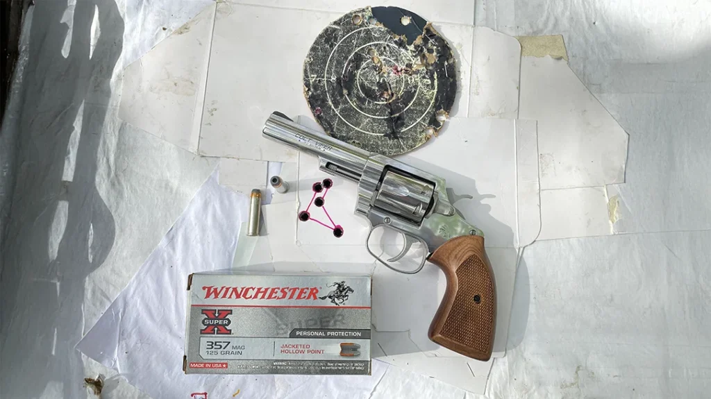 Winchester Super X 125 grain JHP, a classic and proven self-defense load, averaged five-shot groups of 1.64 inches.