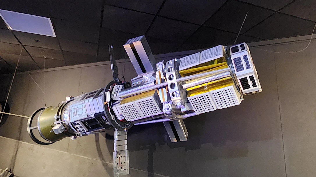 A modern day satelite model in the us space museum.