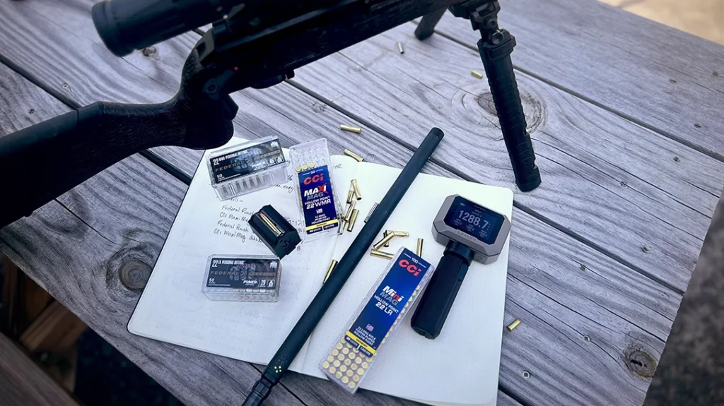 The author tested four loads across both barrels using my Garmin Xero Chronograph.