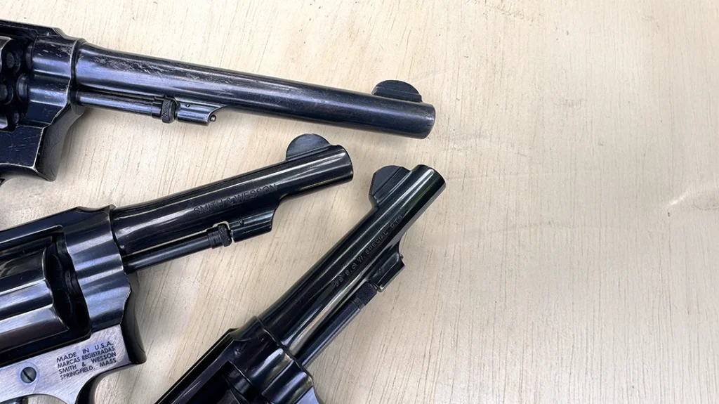 Comparison of front sights and ejector rods; the Classic (middle) is most like the Model 1905 3rd Change (top).