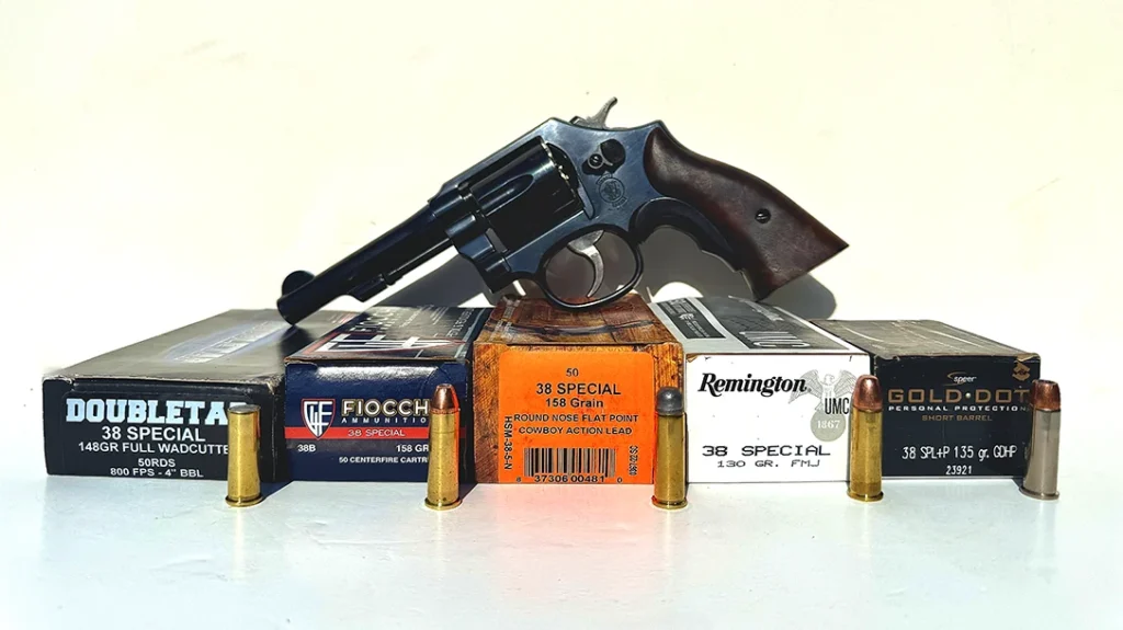 The five .38 Special cartridges used in the T&E.