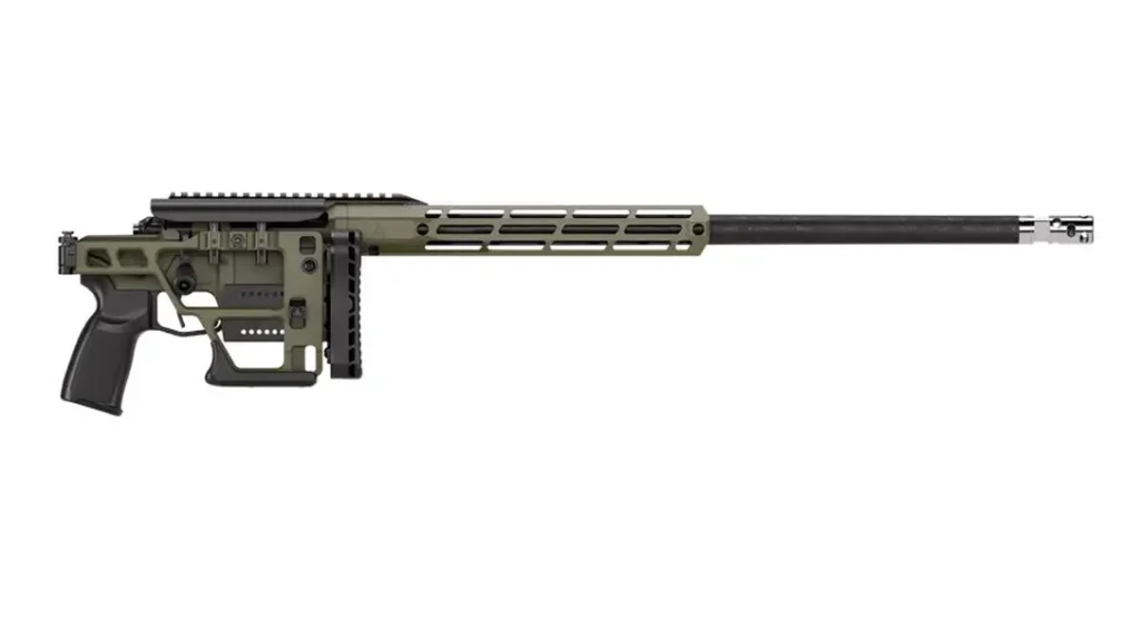 The Sig SAWTOOTH in 6.5 PRC  has a folding stock.