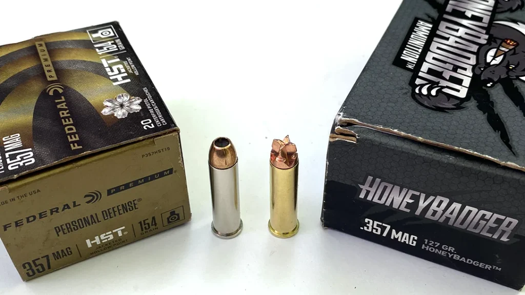 Shooting from a rest on the bench at 25 yards, my most accurate load was Federal Premium .357 Magnum 154-grain HST JHP. Close behind in accuracy was the 127-grain solid copper Honey Badger .357 Magnum from Black Hills Ammunition.