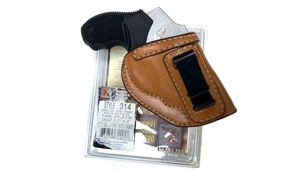 For more secure carry, with almost as much convenience, the author likes the American-made Triple K, leather, clip-on, inside-the-pants holster.