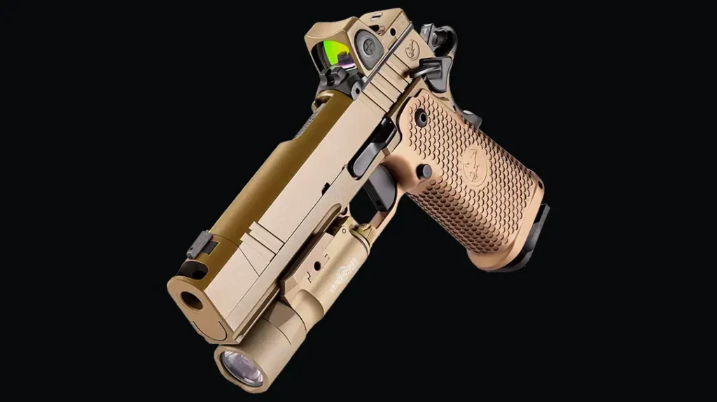 The The Nighthawk Sandhawk is a double stack 1911.