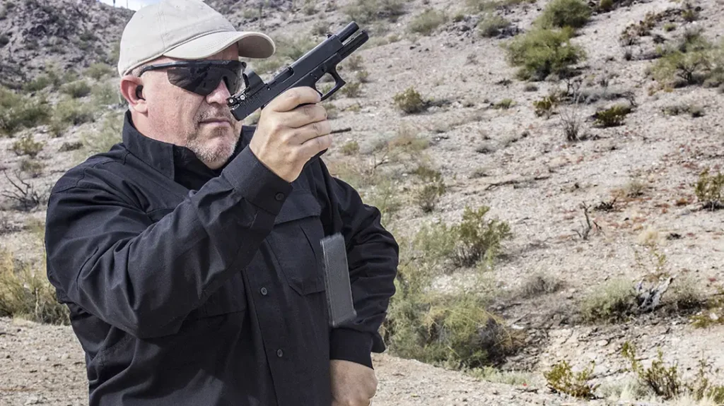 The Glock 17 is chambered in 9mm.